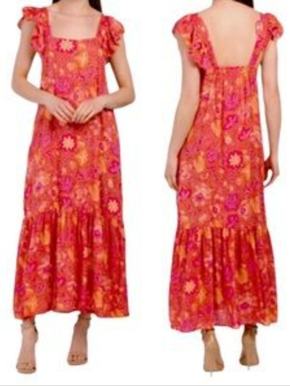 House Of Harlow 1960 Flutter Sleeve Floral Dress Size Medium